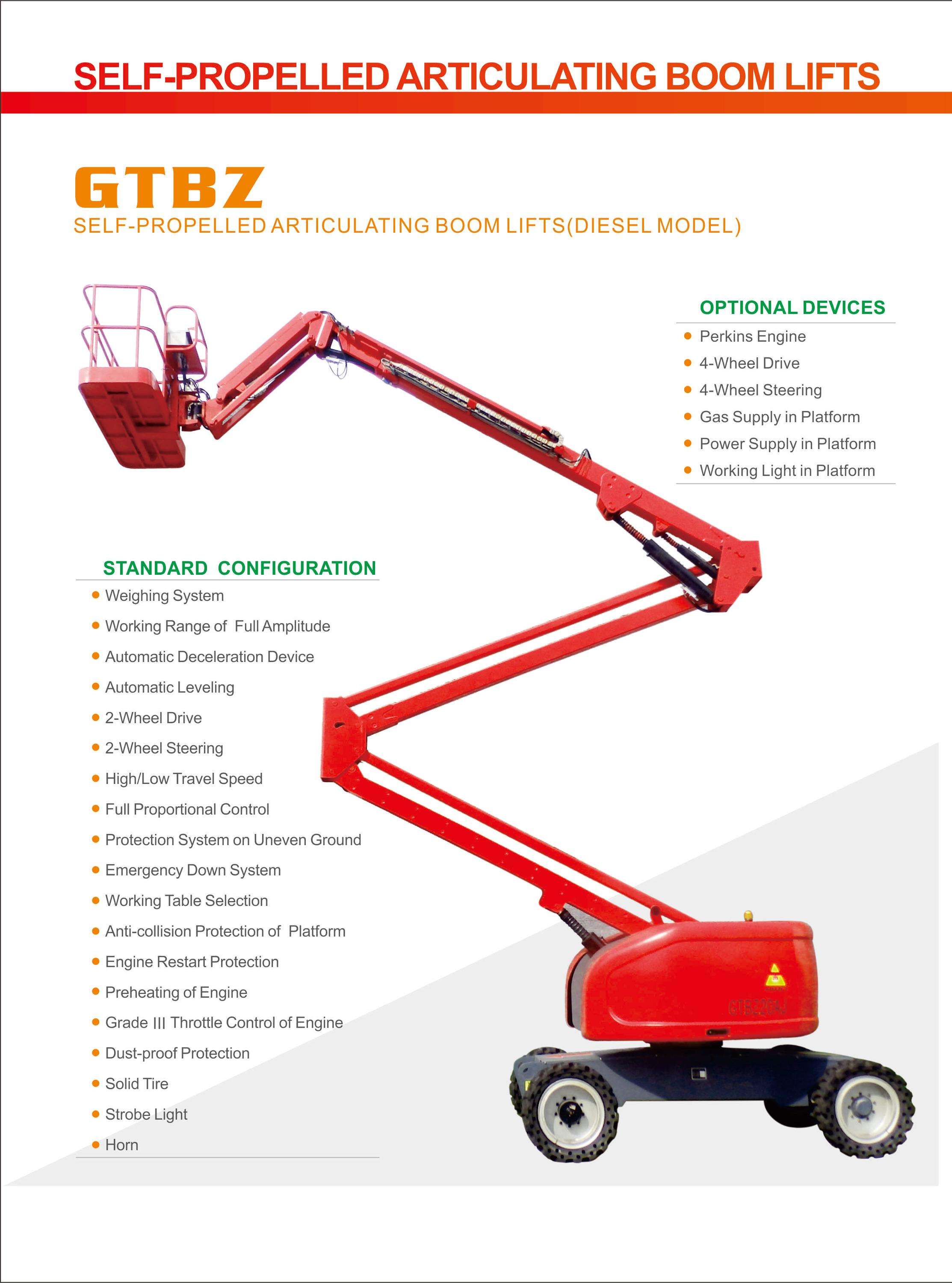 NIULI GTBZ-14A 14M Cherry Picker Telescopic Aerial Self-propelled articulating boom lifts NIULI GTBZ-14A 14M Cherry Picker Telescopic Aerial Self-propelled articulating boom lifts