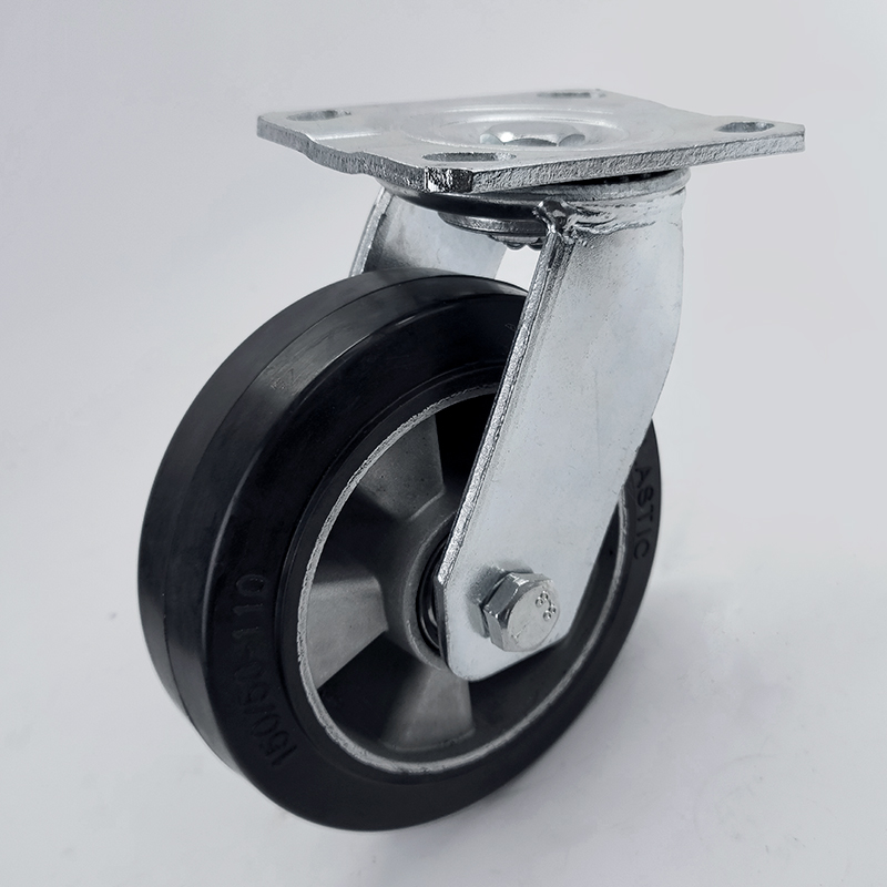 Heavy duty aluminum core rubber catster wheel