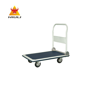 NIULI Four Wheels Foldable Hand Cart 150KG 300KG Platform Hand Truck for Warehouse