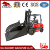 Forklift with Hinged Broke Fork Clamp