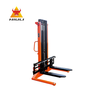 NIULI Heavy Duty Manually Operated Forklift Wide Stackers 1Ton 2m 2.5m 3.0m Straddle Leg Hand Stacker Lifters