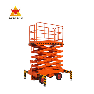 NIULI 6m To 14m Mobile Mini Hydraulic Elevator Scissor Lift Table Aerial Work Platform